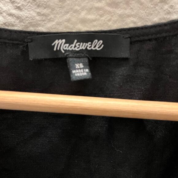 Madewell Alexandra Black Linen Blend Button Front Mini Dress Pockets XS - Picture 5 of 7